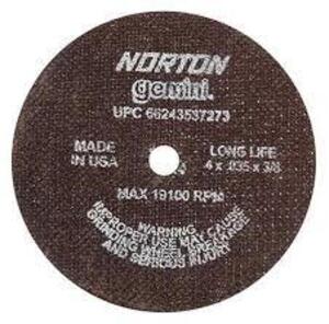 DESCRIPTION: (2) BOXES OF (25) CUT-OFF WHEEL BRAND/MODEL: NORTON GEMINI #66243537273 SIZE: 4" X 0.35" X 3/8" RETAIL$: $10.82 PER WHEEL QTY: 2