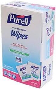 DESCRIPTION: (4) PACKS OF (100) HAND SANITIZING WIPES BRAND/MODEL: PURELL SIZE: 100 WIPES PER BOX RETAIL$: $14.25 EA QTY: 4