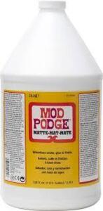 DESCRIPTION: (2) WATER BASED SEALER GLUE FINISH BRAND/MODEL: MOD PODGE INFORMATION: MATE SIZE: 1 GALLON RETAIL$: $37.45 EA QTY: 2