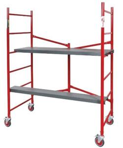 DESCRIPTION: (1) PORTABLE SCAFFOLD BRAND/MODEL: METALTECH/I-BM6S INFORMATION: RED/DOUBLE-LOCKING RETAIL$: 639.99 SIZE: 59-1/4"W X 30"D X 74"H QTY: 1