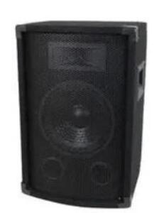 DESCRIPTION: (1) PA DJ SPEAKER BRAND/MODEL: MCM/555-10315 INFORMATION: 600W PEAK POWER, 1 3/8" POLE MOUNT, METAL GRILLS & CORNER PROTECTORS SIZE: 15"