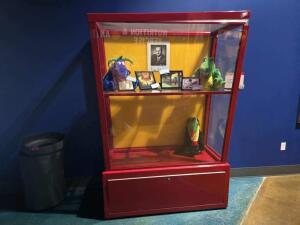 55" X 26" WOODEN DISPLAY CABINET W/ GLASS PANELS