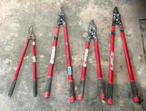 (4) LONG-HANDLED GARDEN PRUNERS