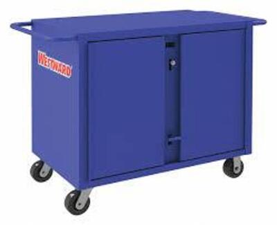 DESCRIPTION: (1) CABINET WORKBENCHBRAND/MODEL: WESTWARD #24Y922INFORMATION: BLUE, STEEL, 1200 LB CAPACITYSIZE: 43-7/8" X 26-7/8" X 38 1/2"RETAIL$: $1738.90 EAQTY: 1