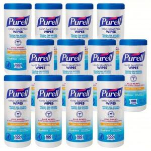 DESCRIPTION: (12) HAND SANITIZER WIPES BRAND/MODEL: PURELL #24CG23 SIZE: 100 WIPES EA RETAIL$: $146.62 TOTAL QTY: 12