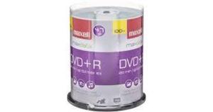 DESCRIPTION: (1) SPOOL OF (100) DVD+R DISCS BRAND/MODEL: MAXWELL INFORMATION: SINGLE SIDED, 120 MIN RETAIL$: $34.99 EA QTY: 1