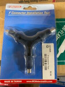 DESCRIPTION: (3) F CONNECTOR INSTALLATION TOOL BRAND/MODEL: DURATOOL/22-16300 INFORMATION: 3-IN-1/BLACK QTY: 3