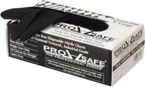 DESCRIPTION: (4) BOXES OF (50) POWDER FREE DISPOSABLE NITRILE GLOVES BRAND/MODEL: PRO SAFE #6360208 INFORMATION: BLACK SIZE: X-L RETAIL$: $26.00 EA QT