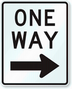 DESCRIPTION: (1) ONE WAY SIGN SIZE: ALUMINUM RETAIL$: $34.78 EA QTY: 1