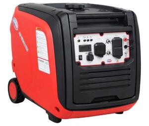 DESCRIPTION: (1) PORTABLE INVERTER GENERATOR BRAND/MODEL: ALL-POWER/APG3500IS INFORMATION: 4300W/RED & BLACK/QUIET RUNNING NOISE 64 DB RETAIL$: 747.00