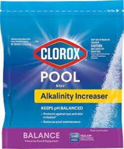 DESCRIPTION: (3) ALKALINITY INCREASER BRAND/MODEL: CLOROX POOL AND SPA SIZE: 5 LB RETAIL$: $10.94 EA QTY: 3