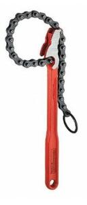 DESCRIPTION: (2) CHAIN WRENCH BRAND/MODEL: ROTHENBERGER/70235 INFORMATION: RED/ALLOY STEEL/SINGLE-END RETAIL$: 61.54 EACH SIZE: 12"CHAIN LENGTH X 12"L