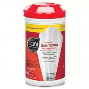 DESCRIPTION: (6) SANITIZING WIPES BRAND/MODEL: SANI PROFESSIONAL #403T85 INFORMATION: 95 WIPE SPERM CONTAINER SIZE: 95 WIPES PER CONTAINER RETAIL$: $1