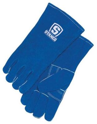 DESCRIPTION: (4) WELDING GLOVES BRAND/MODEL: STANCO/S-250 INFORMATION: BLUE & WHITE RETAIL$: 19.90 EACH SIZE: LARGE QTY: 4