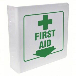 DESCRIPTION: (1) FIRST AID SIGN BRAND/MODEL: BRADY #5TB35 INFORMATION: WHITE SIZE: 8IN RETAIL$: $14.15 EA QTY: 1