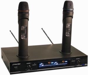 DESCRIPTION: (1) RECHARGEABLE WIRELESS MICROPHONE SYSTEM BRAND/MODEL: PYLE/PDWM3000 INFORMATION: 90' OPERATING RANGE, INCLUDES 2 MICROPHONES, 175-192