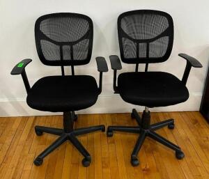 DESCRIPTION: (2) MESH BACK UPHOLSTERED ADJUSTABLE OFFICE CHAIRS LOCATION: MAIN FLOOR QTY: 2