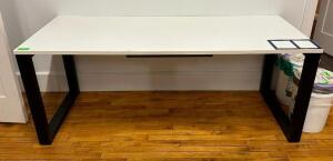 DESCRIPTION: 6' HARDTOP DESK WITH METAL BASE SIZE: 72"X30"X28" LOCATION: MAIN FLOOR QTY: 1