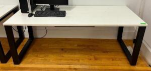 DESCRIPTION: 6' HARDTOP DESK WITH METAL BASE SIZE: 72"X30"X28" LOCATION: MAIN FLOOR QTY: 1