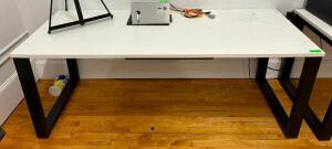 DESCRIPTION: 6' HARDTOP DESK WITH METAL BASE SIZE: 72"X30"X28" LOCATION: MAIN FLOOR QTY: 1