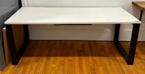 DESCRIPTION: 6' HARDTOP DESK WITH METAL BASE SIZE: 72"X30"X28" LOCATION: MAIN FLOOR QTY: 1