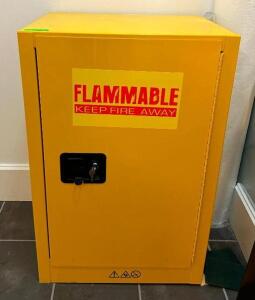 DESCRIPTION: FLAMMABLE LIQUID CABINET WITH CONTENTS OF CHEMICALS BRAND/MODEL: EDSAL SC12F-P SIZE: 23"X18"X36" LOCATION: MAIN FLOOR QTY: 1