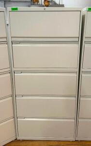 DESCRIPTION: 5-DRAWER FILING CABINET SIZE: 36"X18"X72" LOCATION: MAIN FLOOR QTY: 1