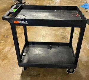 DESCRIPTION: 2-TIER UTILITY CART SIZE: 32"X18"X35" LOCATION: BOTTOM FLOOR QTY: 1