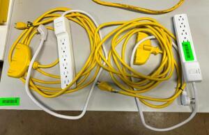 DESCRIPTION: (2) EXTENSION CORDS AND SURGE PROTECTORS LOCATION: BOTTOM FLOOR QTY: 1