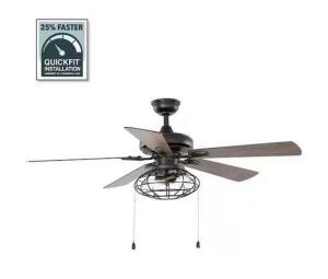 Ellard 52 in. LED Indoor Matte Black Ceiling Fan with Light