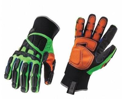 DESCRIPTION: (4) ANTI-VIBRATION GLOVES BRAND/MODEL: ERGODYNE/925F(X) INFORMATION: LIME, ORANGE & BLACK/SYNTHETIC LEATHER RETAIL$: 30.52 EACH SIZE: SMA