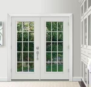 72" X 80" Low-E 15 Lite Primed Steel Double Prehung Patio Door with Brickmould