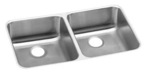 DESCRIPTION: (1) LUSTERSTONE CLASSIC DOUBLE BOWL UNDERMOUNT BRAND/MODEL: ELKAY/ELUHAD321655 INFORMATION: STAINLESS STEEL/18-GAUGE RETAIL$: 729.00 SIZE