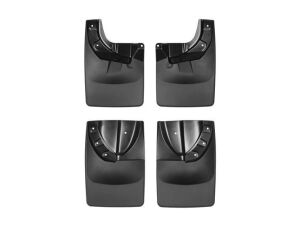 DESCRIPTION: (1) FRONT AND REAR SET OF MUD FLAPS BRAND/MODEL: WEATHERTECH INFORMATION: BLACK RETAIL$: $263.85 TOTAL QTY: 1