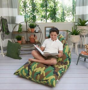 DESCRIPTION: (5) STUFFED ANIMAL STORAGE BEAN BAG CHAIR BRAND/MODEL: BUTTERFLY CRAZE #CBBCM04 INFORMATION: CAMO AND PINK RETAIL$: $13.60 EA QTY: 5