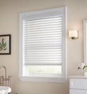 (2) - White Cordless Faux Wood Blinds for Windows with 2 in. Slats - 23 in. W x 48 in. L