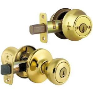 3 CP K6 Tylo Keyed Entry And Single Cylinder Deadbolt Polished Brass