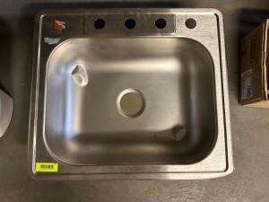 25" SINGLE WELL STAINLESS STEEL SINK - 4 HOLE