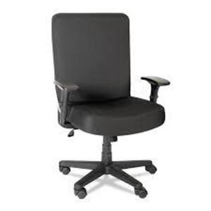 DESCRIPTION: (1) BIG AND TALL DESK CHAIR BRAND/MODEL: ALERA #38EG84 INFORMATION: BLACK RETAIL$: $473.60 SIZE: 17 IN TO 21 SEAT HEIGHT RANGE QTY: 1