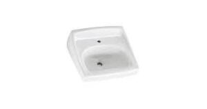 DESCRIPTION: (1) WALL MOUNTED PORCELAIN BATHROOM SINK BRAND/MODEL: AMERICAN STANDARD #0356 INFORMATION: WHITE RETAIL$: $100.00 SIZE: 20-1/2 QTY: 1