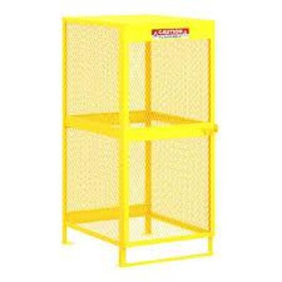 DESCRIPTION: (1) VERTICAL GAS CYLINDER FLAMMABLE STORAGE CONTAINER BRAND/MODEL: JAMCO INFORMATION: YELLOW, STEEL SIZE: 32" X 40" X 71" RETAIL$: $909.0