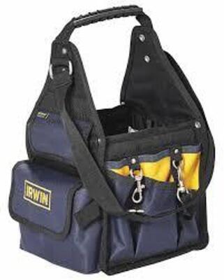 DESCRIPTION: (1) ELECTRICIANS TOTE BRAND/MODEL: IRWIN #4402011 INFORMATION: BLUE AND YELLOW RETAIL$: $74.20 EA QTY: 1