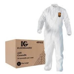 DESCRIPTION: (24) COVERALLS, BREATHABLE BRAND/MODEL: KLEENGUARD #4910301 INFORMATION: WHITE SIZE: MEDIUM RETAIL$: $130.00 TOTAL QTY: 24