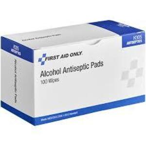 DESCRIPTION: (12) BOXES OF (100) ALCOHOL WIPES BRAND/MODEL: FIRST AID ONLY #H305-GR RETAIL$: $8.02 EA QTY: 12