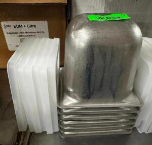 DESCRIPTION (6) 1/6 SIZE STAINLESS INSERTS W/ LIDS SIZE 6" DEEP THIS LOT IS: SOLD BY THE PIECE LOCATION BAY 6 QTY 6