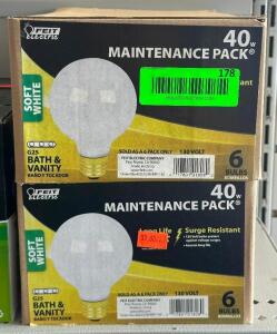 (2)- BOXES OF SOFT WHITE LIGHT BULBS