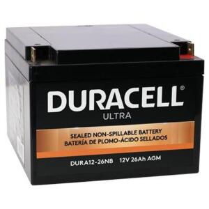 (3) - SLAA12-26NB Duracell Ultra 12V 26AH General Purpose AGM Sealed Lead Acid Battery with M5 Nut and Bolt Terminals