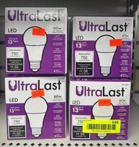 (4) 4CT BOXES OF 60W REPLACEMENT LED LIGHT BULBS