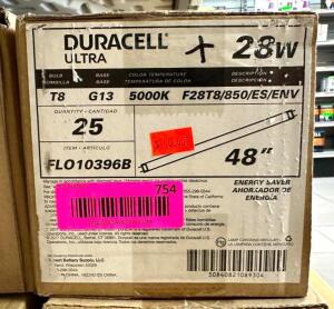 25T BOX OF 28W T8 DAYLIGHT 2-PIN FLUORESCENT TUBE LIGHT BULBS