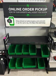 RETAIL DISPLAY SHELF WITH BINS